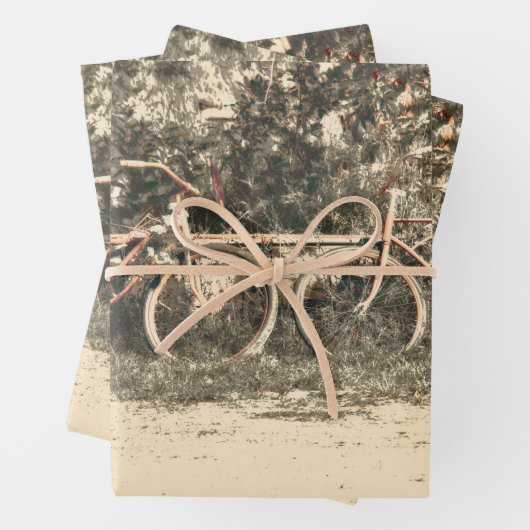 Bicycle Antiek oud rood beige Rustig Inpakpapier Vel (In situ)