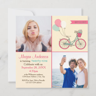 Bicycle Ballons 2 Photos - Invitation d'anniversai