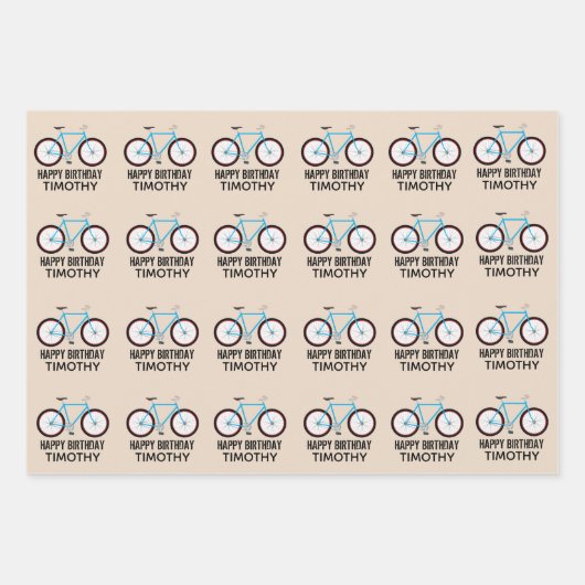 Bicycle Bike Design Birthday - aangepaste naam Inpakpapier Vel (Voorkant 3)