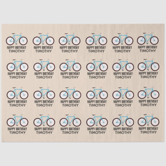 Bicycle Bike Design Birthday - aangepaste naam Tissuepapier (Voorkant)