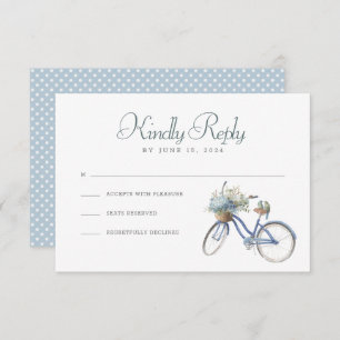 Bicycle bleu Bohème Aquarelle Mariage RSVP Carte