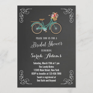 Bicycle Chalkboard Bridal Shower-uitnodiging Kaart