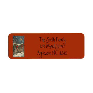 Bicycle Christmas Holiday Address Label 