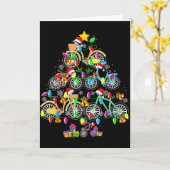 Bicycle Christmas Tree Funny Santa Bicycle Lover B Kaart (Gele Bloem)