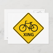 Bicycle Crossing Highway Sign Briefkaart (Voorkant / Achterkant)