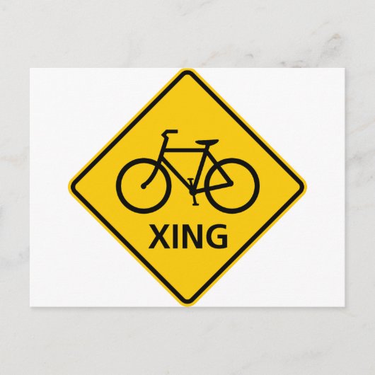 Bicycle Crossing Highway Sign Briefkaart (Voorkant)