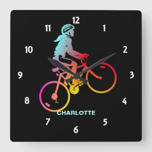 Bicycle Cycling Cyclist Outdoor Sport Personalized Vierkante Klok