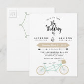 Bicycle Duo Wedding Invite Uitnodiging Briefkaart (Voorkant / Achterkant)