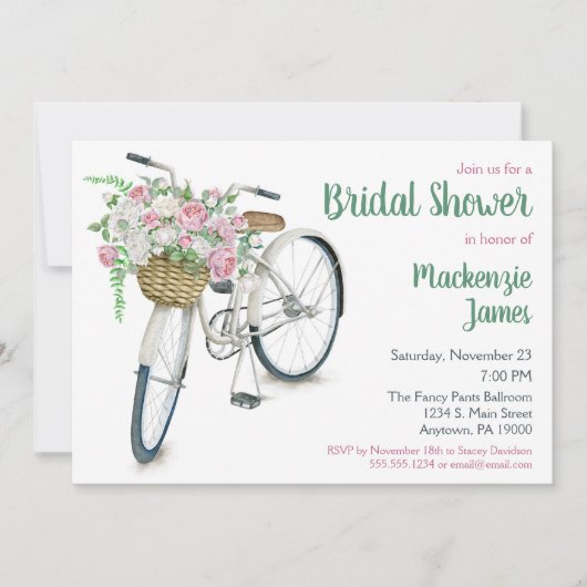 Bicycle Floral Bridal Shower Kaart (Voorkant)
