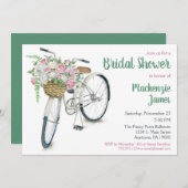 Bicycle Floral Douche nuptiale Invitation (Devant / Derrière)