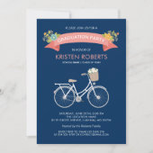 Bicycle Floral Navy Blue Girly Graduparty Kaart (Voorkant)