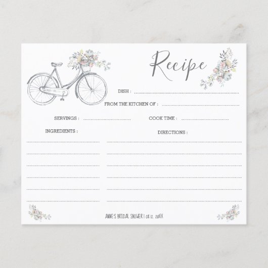 Bicycle Floral Recipe Kaart (Voorkant)