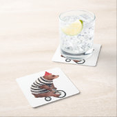 Bicycle Fun-Beer Vierkante Kartonnen Onderzetter (Insitu)