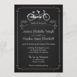 Bicycle Gebouwd voor 2 Chalkboard Wedding-uitnodig Kaart