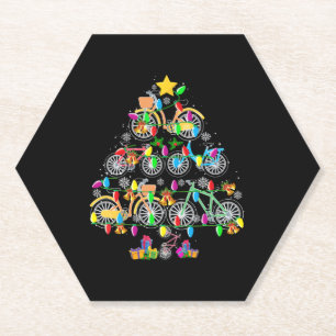 Bicycle kerstboom Funny Biker Bicyclist Kartonnen Onderzetters