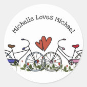 Bicycle Lovers Valentijn Ronde Sticker (Voorkant)