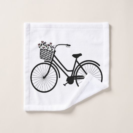 BICYCLE PATROON IN ZWARTE EN WITTE BAD HANDDOEK (Wasdoekje)
