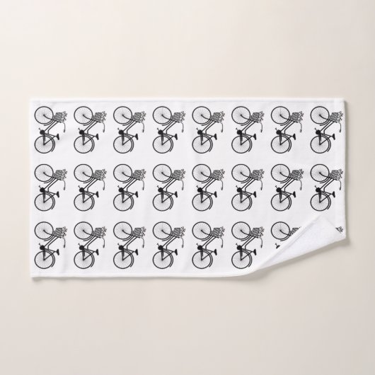 BICYCLE PATROON IN ZWARTE EN WITTE BAD HANDDOEK (Handdoek)