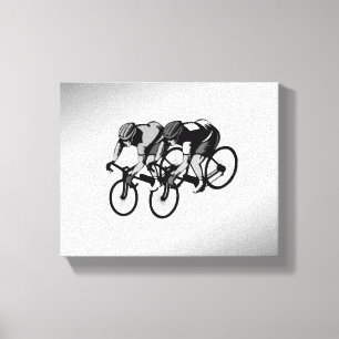 Bicycle Racers Silver Canvas Afdruk