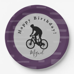 Bicycle Rider Happy Birthday Paper Bord. Papier Pl Papieren Bordje