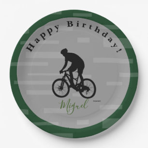 Bicycle Rider Happy Birthday Paper Bord. Papieren Bordje