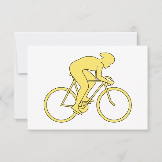 Bicycle Rider in Geel. RSVP Kaartje (Voorkant)