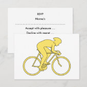 Bicycle Rider in Geel. RSVP Kaartje (Voorkant / Achterkant)