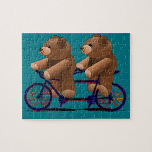 Bicycle Tandem Teddy Bear Print Legpuzzel