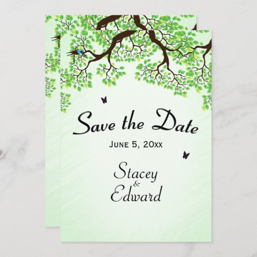 Bicycle Theme Weddenschap Save the Date Mint (Voorkant / Achterkant)