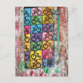 Bicycles colorful mixed media collage briefkaart (Voorkant)