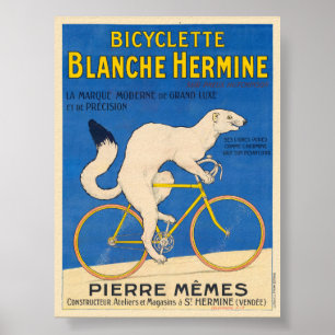 Bicyclette Blanche Hermine Poster vintage 1926