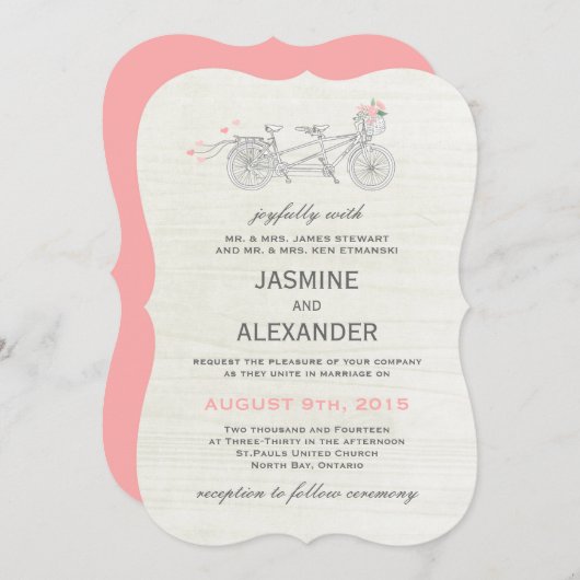 Bicyclette en tandem Whimsical - Faire-part de mar (Devant / Derrière)
