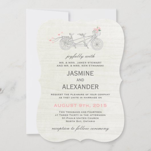 Bicyclette en tandem Whimsical - Faire-part de mar (Devant)