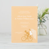 Bicyclette Jaune CULE Couple Faire-part de mariage (Debout devant)