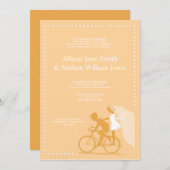 Bicyclette Jaune CULE Couple Faire-part de mariage (Devant / Derrière)