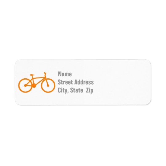 Bicyclette orange étiquette d’adresse retour
