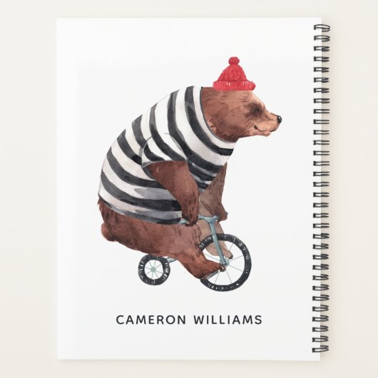 Bicyclette Ours amusant | Ajouter Votre Nom (Dos)