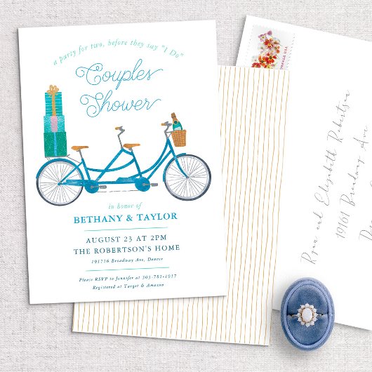 Bicyclette pour deux couples Invitation de douche 