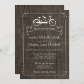 Bicyclette pour deux invitations en bois rustiques (Devant / Derrière)