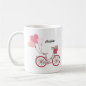 Bicyclette rose et ballons cardiaques Mug personna (Gauche)
