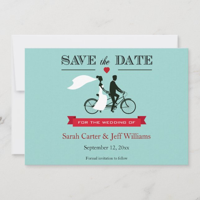 Bicyclette tandem Enregistrer les cartes de dates (Devant)