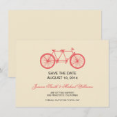 Bicyclette Tandem Mariage Save The Date Rose Ecru (Devant / Derrière)