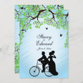 Bicyclette thème Faire-part de mariage Bleu (Devant / Derrière)