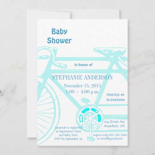 Bicyclette vintage bébé garçon douche Invitations (Devant)