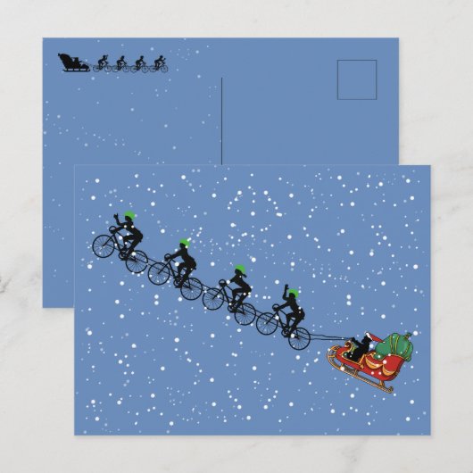 Bicyclettes Tirage Sleigh Carte de voeux pliée (Devant / Derrière)