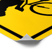 Bicycling Deer Crossing Highway Sign Poster (Hoek)