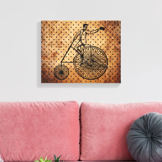  Bicyclist Brown Dot Background Canvas Afdruk (Insitu (Woonkamer))