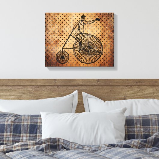  Bicyclist Brown Dot Background Canvas Afdruk (Insitu (Slaapkamer))
