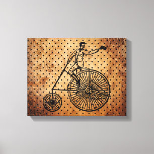  Bicyclist Brown Dot Background Canvas Afdruk