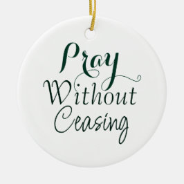 Bid Bijbelvers Christelijk Gebed Groen en Wit Keramisch Ornament
